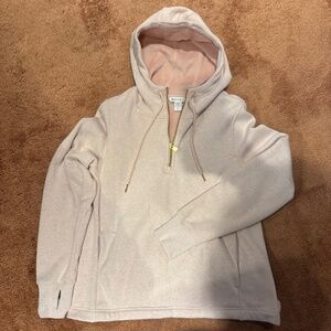 Athleta Women’s 1/4 Zip Hoodie Sweatshirt Size S, heather rose, fur lined